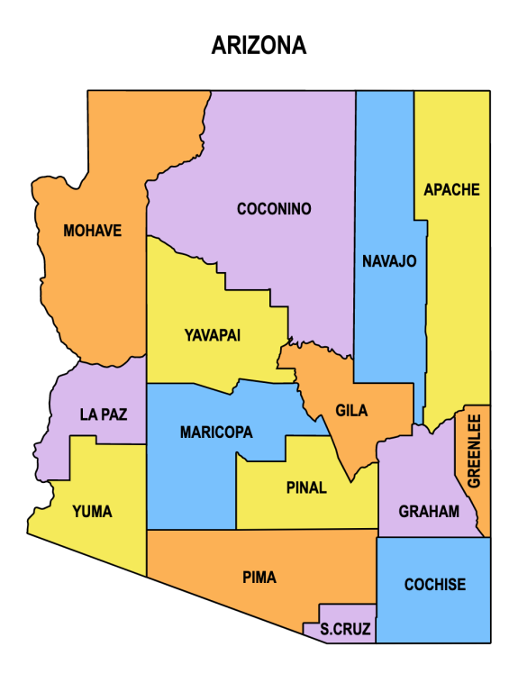 Arizona Map Map Of Arizona Az State With County