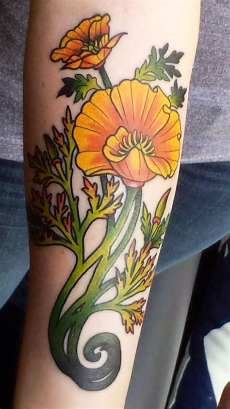 Art Nouveau Inspired California Poppy By Mason Larose Tattoo Zoo