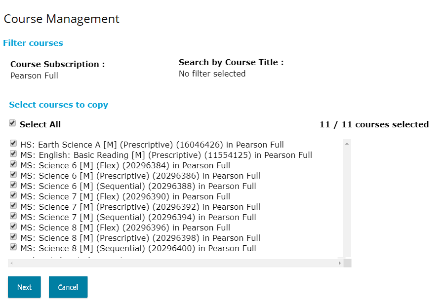 Course Management Tool Pearson Connexus Support