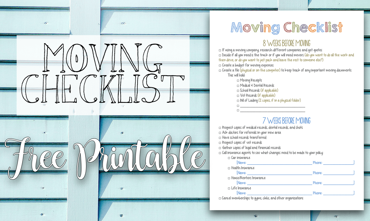 Free Printable Moving Checklist Pdf