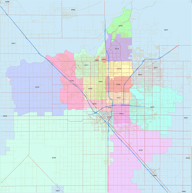 Fresno Ca Zip Codes Map Maping Resources