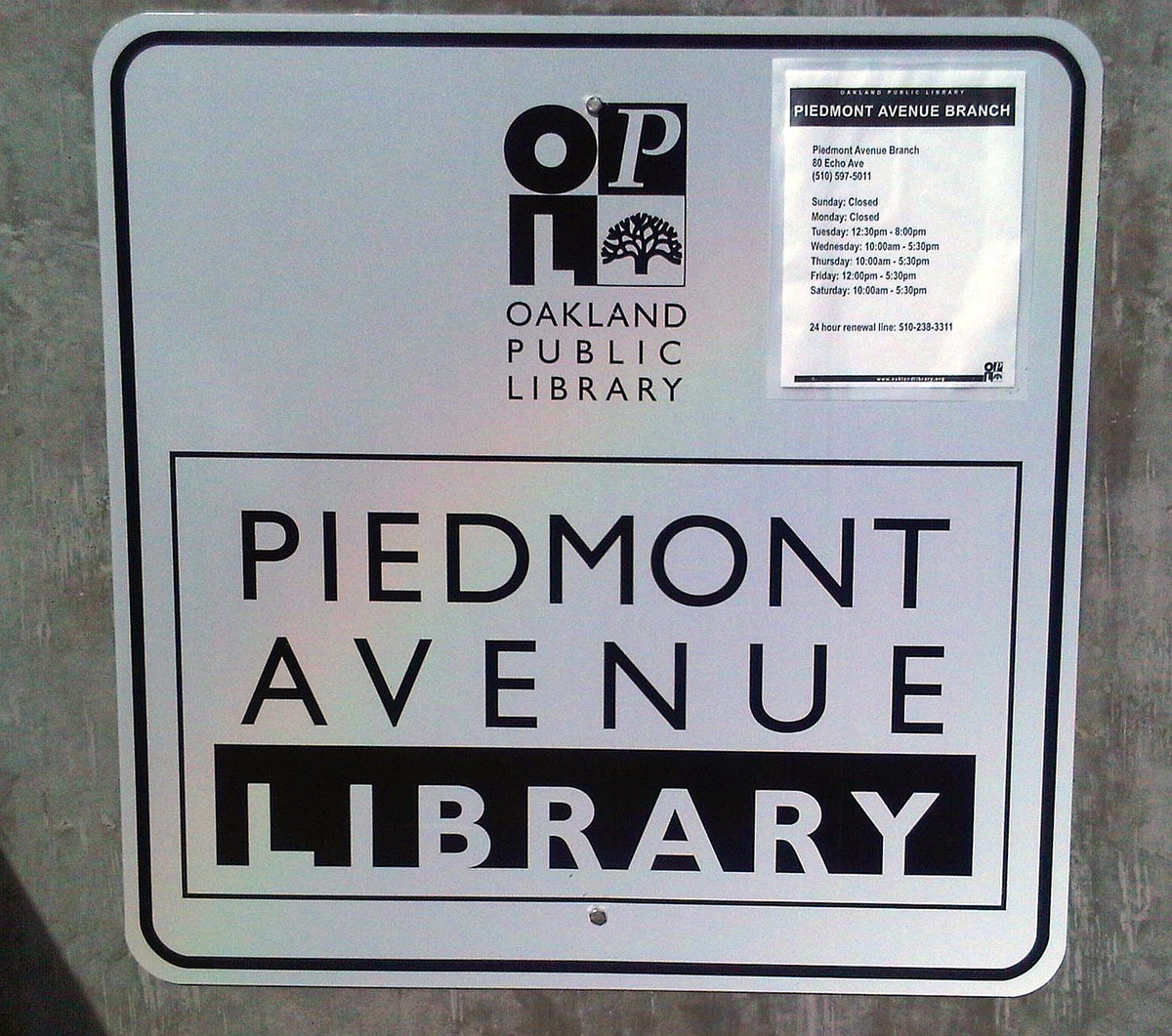 Information About Piedmont Library Branch Sign With Hours Taped On It Cc A Photo By Himy Syed