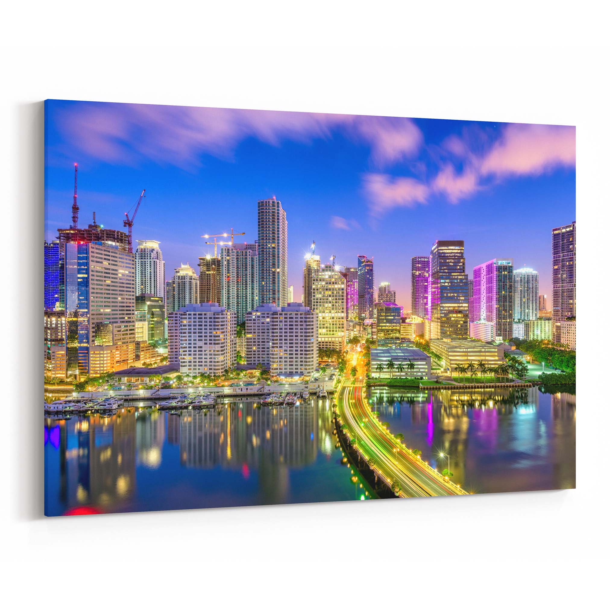 Miami Skyline Miami Wall Art Miami Canvas Print Miami Etsy