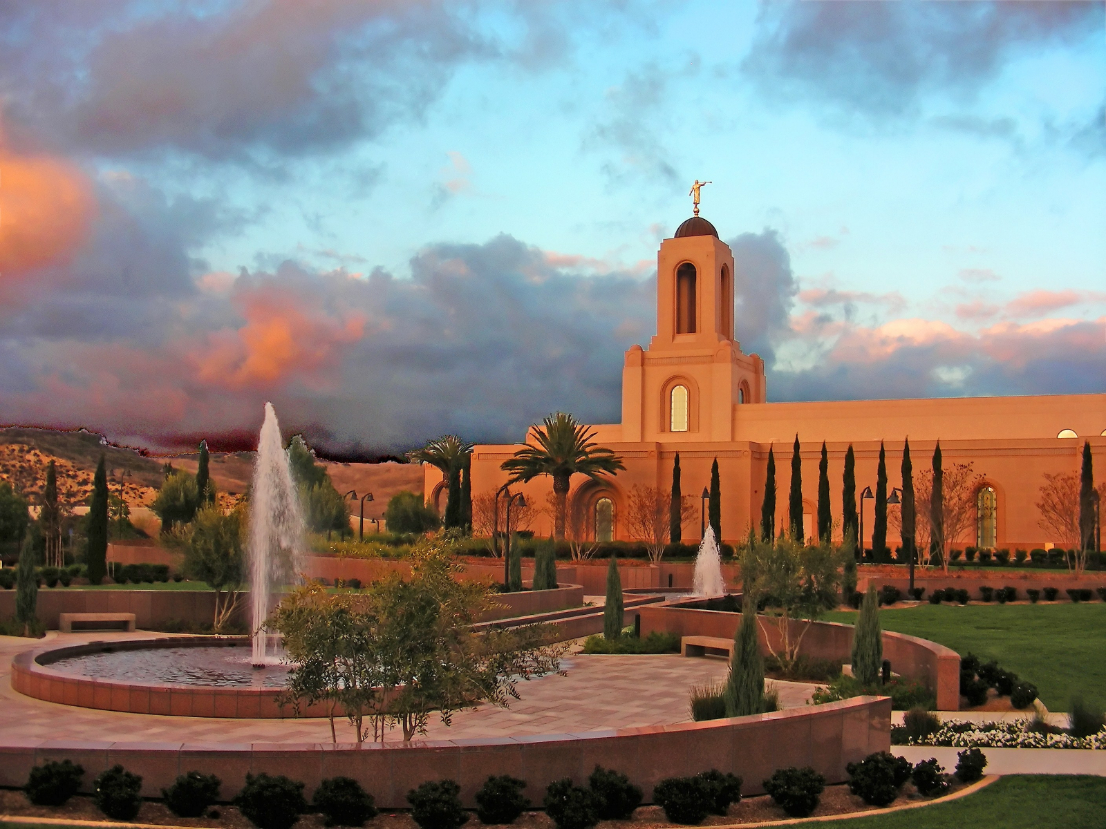 Newport Beach California Temple At Sunset